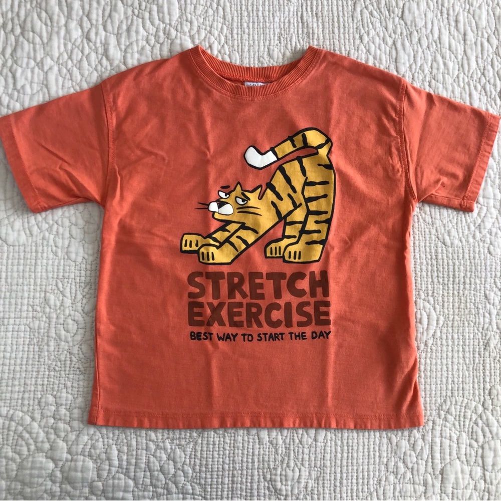 ZARA Kids Orange 'Stretch Exercise' Tiger Graphic Tee Size 5T